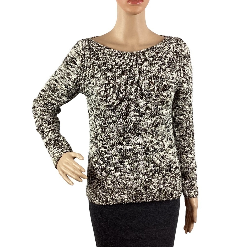 Massimo Dutti Sweater Size XS Black and White Wide Neck Pullover